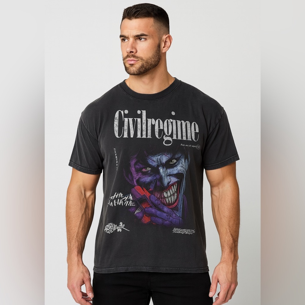 Civil Regime Joker Graphic Tee Black Oversized XXL